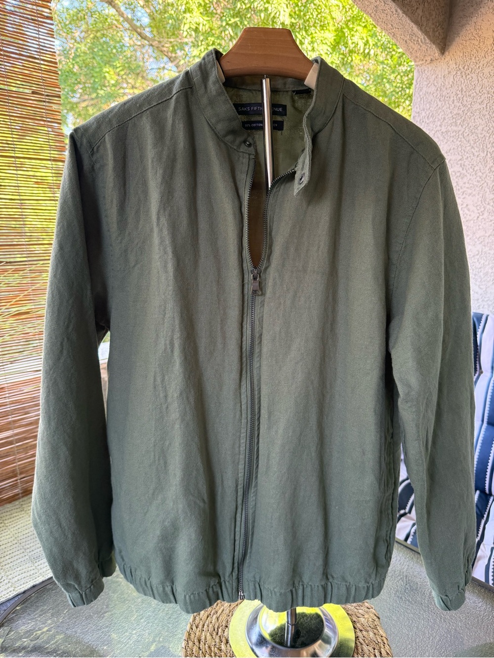 Saks Fifth Avenue army/olive color,  Zip-Front Lightweight Jacket